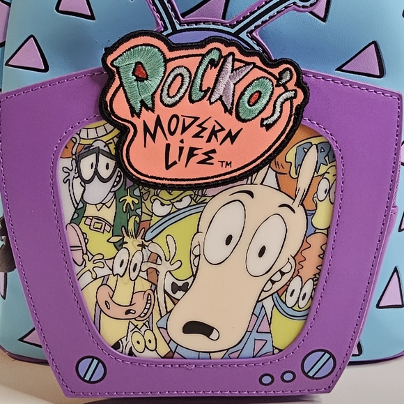 Loungefly Nickelodeon Rockos Modern Life Lenitcular TV Mini Backpack 90s NEW - Picture 2 of 2